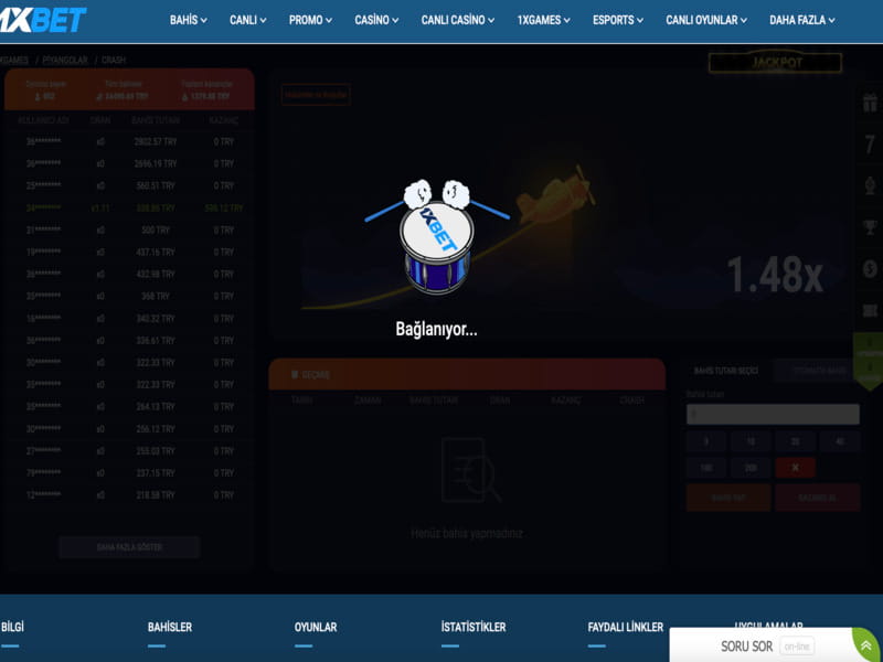Aviator (Crash) oynamak için 1xbet'e kaydolun